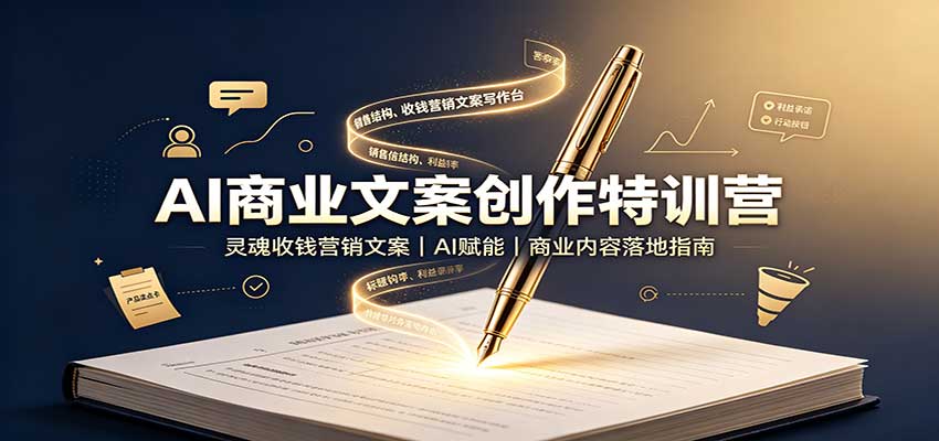 AI商业文案创作特训营：灵魂收钱营销文案，AI赋能，商业内容落地指南-HFXZHAN网创