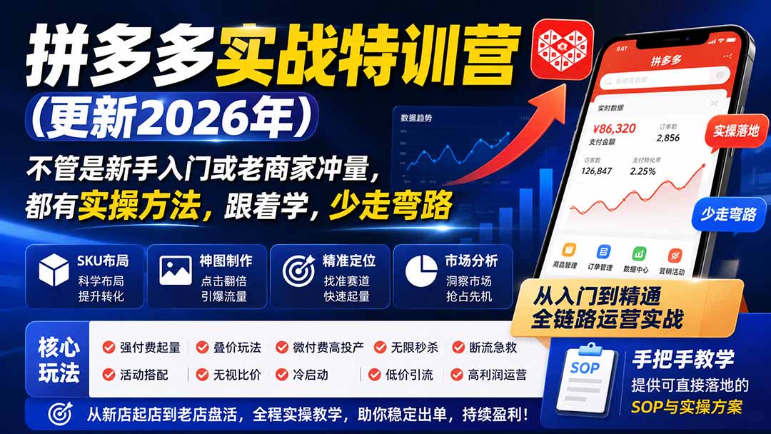 拼多多实战特训营(更新26年9月-HFXZHAN网创