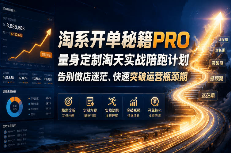 淘系开单秘籍PRO，量身定制淘天实战陪跑计划，告别做店迷茫、快速突破运营瓶颈期(更新260906)-HFXZHAN网创